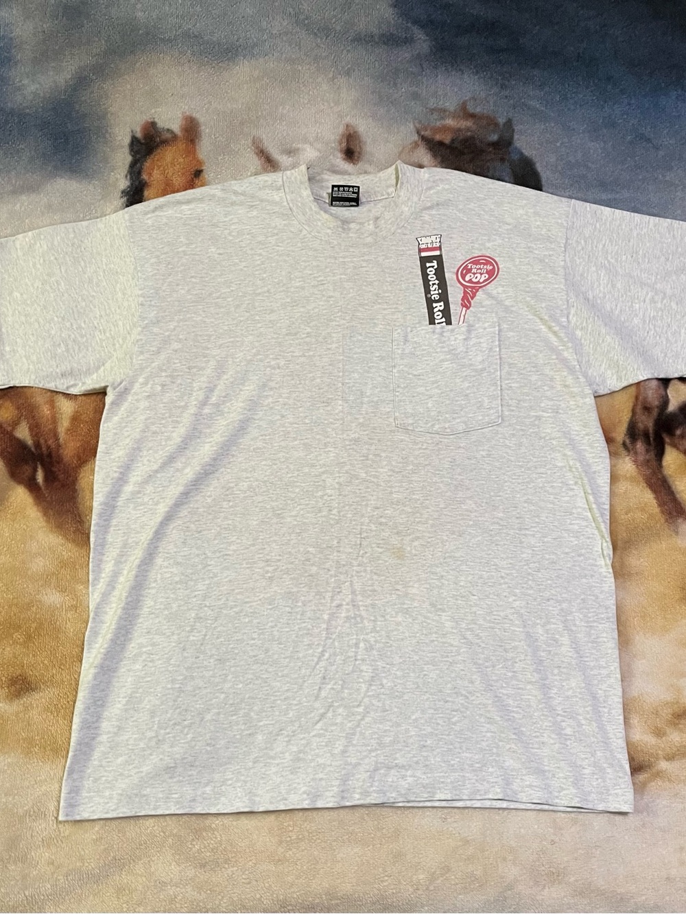 Vintage grey Pocket Tee with Toostie Roll Graphic